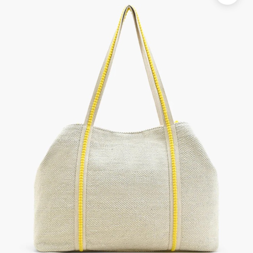 RARE Like new America & Beyond Lemon Hand Beaded beach Tote - Picture 6 of 16